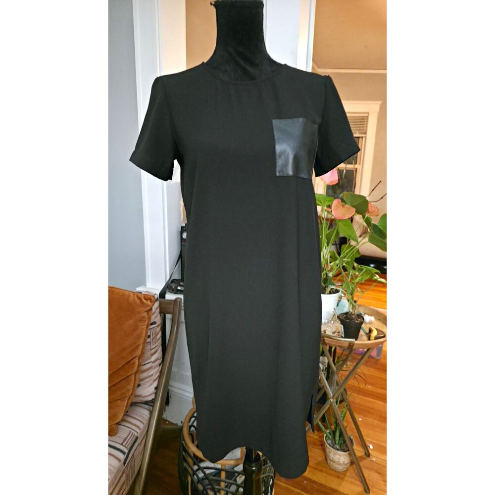 Madewell Women's XS Black Shift Dress Crew Neck Knit Polyester Back Zip